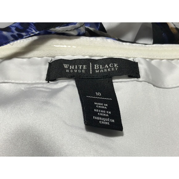 White House Black Market Corset Bustier Blouse size 10 Blue Floral Boning Pleats - Picture 9 of 16